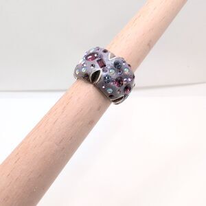 Vtg 925 Sterling Silver Pave Set Glass Gemstone Ring Marked 925 TH 10.7grams